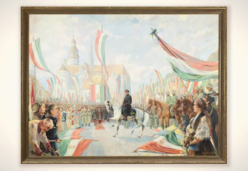 Festmény-csatajelenettel