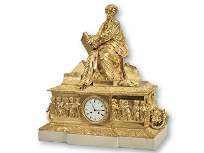 Bronz óra férfi ül az óra fölött